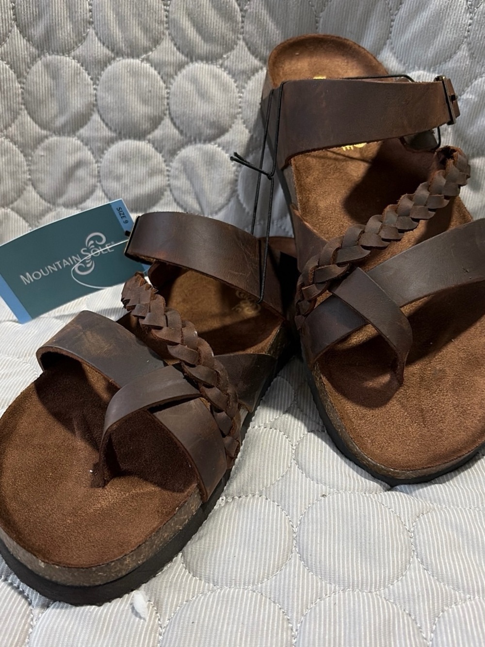 Mountain Edge Women’s Brown Braided Strap Comfort Sandals